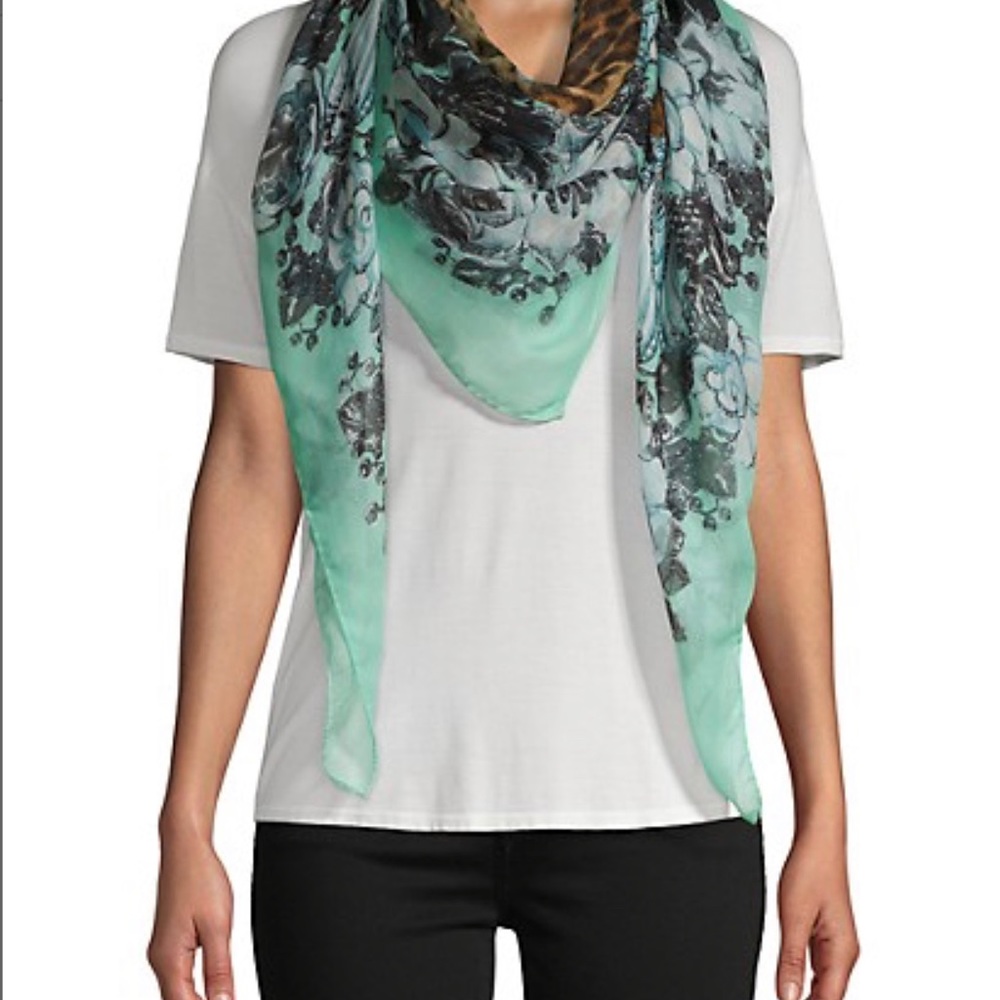 New Roberto Cavalli
Floral & Cheetah-Print Scarf